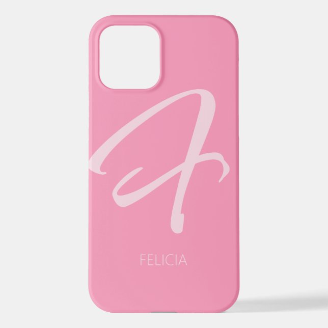 F Monogram Personalised Pink iPhone Case (Back)