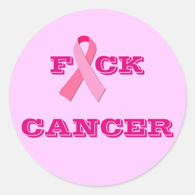 F "Pink Ribbon" CK CANCER Classic Round Sticker (Front)