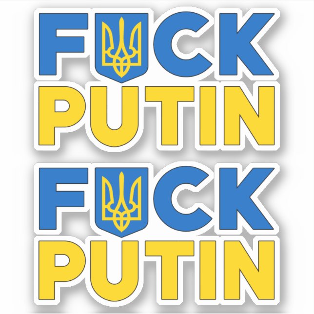 F Putin anti Putin puck futin Ukraine flag  (Front)