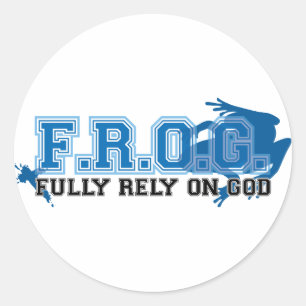 F.R.O.G. - Fully rely on God (blue) Classic Round Sticker