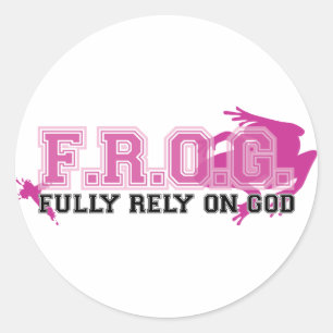 F.R.O.G. - Fully rely on God (pink) Classic Round Sticker