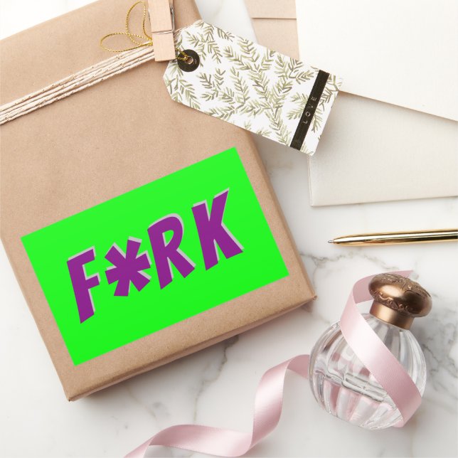 F*RK - Playful Censored Fork Design Rectangular Sticker (Gifting)