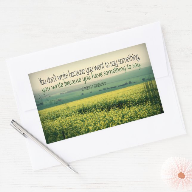 F. Scott Fitzgerald Inspirational Quote "Write" Rectangular Sticker (Envelope)