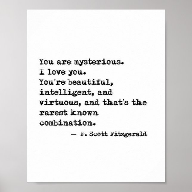 F Scott Fitzgerald Quote Poster (Front)