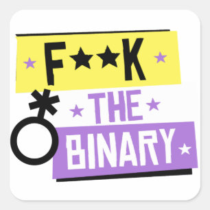 F the Binary Square Sticker