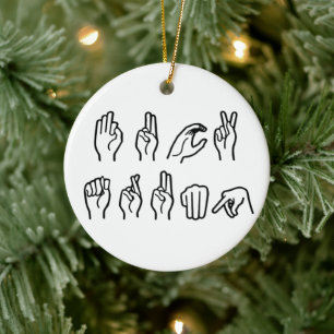 F TRUMP (SIGN LANGUAGE) CERAMIC TREE DECORATION