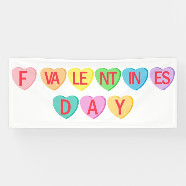 F VALENTINE'S DAY - Candy Hearts Banner (Horizontal)