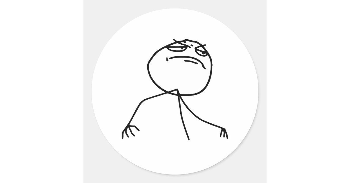 F Yea Rage Face Meme Classic Round Sticker | Zazzle