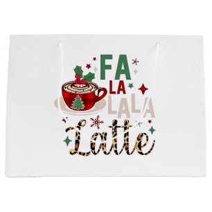 Fa Fa La La Latte Funny Christmas Santa Xmas  Large Gift Bag