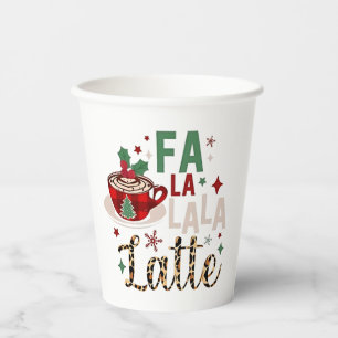 Fa Fa La La Latte Funny Christmas Santa Xmas Paper Cups