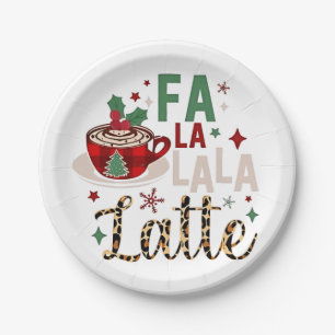 Fa Fa La La Latte Funny Christmas Santa Xmas  Paper Plate