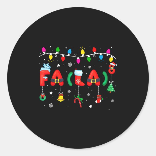 Fa (la) 8 Funny Christmas Lights Santa Fa La Math  Classic Round Sticker (Front)