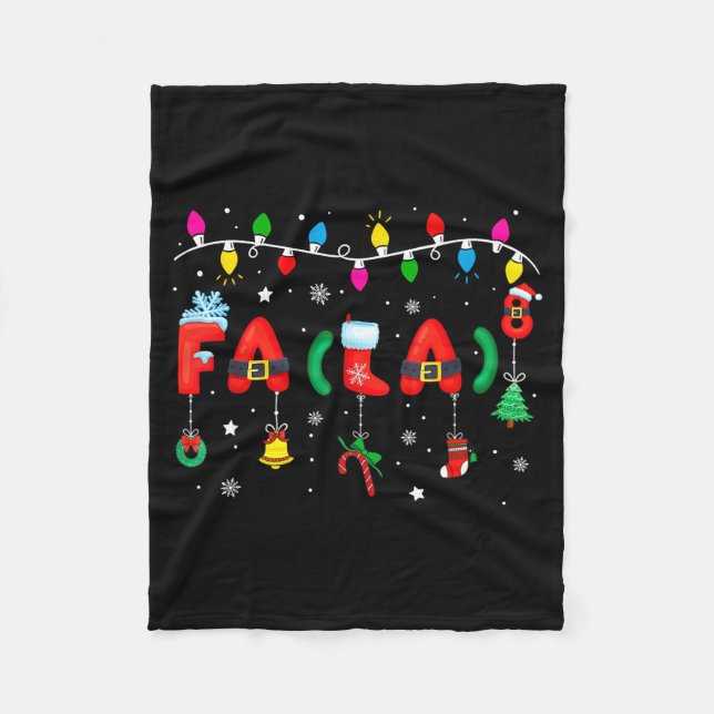 Fa (la) 8 Funny Christmas Lights Santa Fa La Math  Fleece Blanket (Front)