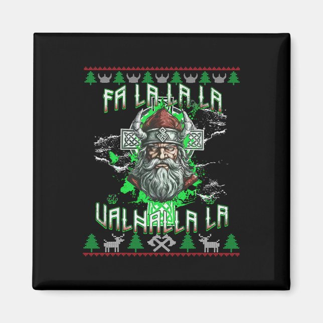 Fa La 8 Valhalla Santa Hat Viking Skull Christmas  Magnet (Front)