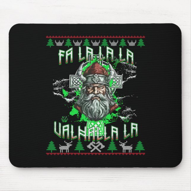 Fa La 8 Valhalla Santa Hat Viking Skull Christmas  Mouse Mat (Front)