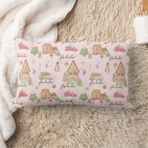 Fa La Candy Gingerbread Town & Pink Retro Van  Lumbar Cushion