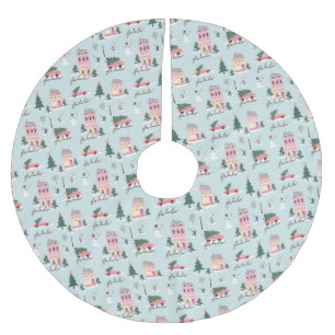 Fa La Home For The Holidays Town & Pink Retro Van Brushed Polyester Tree Skirt