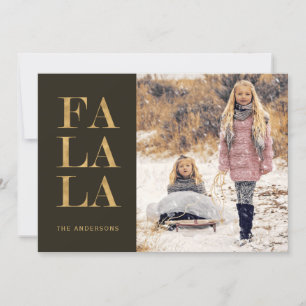 Fa la la 4 Photo Collage Rustic Holiday Flat Card