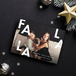 Fa La La Bold Letters Minimalist Modern Photo Holiday Card
