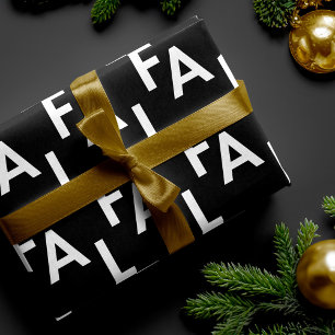 FA LA LA Bold Letters Modern Minimal Black & White Wrapping Paper
