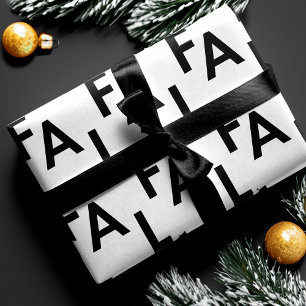 FA LA LA Bold Letters Modern Minimal Black & White Wrapping Paper