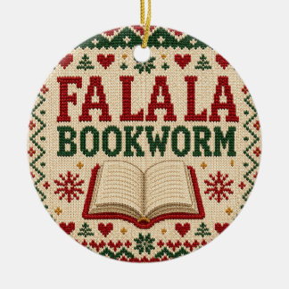 Fa la la Bookworm Cute Ugly Christmas Sweater 2026 Ceramic Tree Decoration