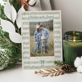 Fa La La Bow Vintage Sheet Music Photo Christmas Holiday Card