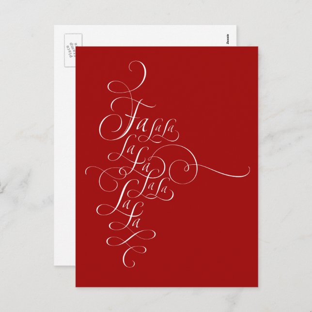 Fa la la - Christmas Calligraphy - Deck the Halls Holiday Postcard (Front/Back)