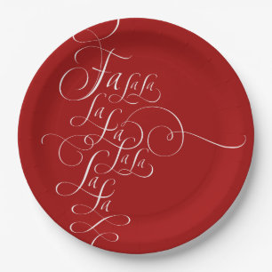 Fa la la - Christmas Calligraphy - Deck the Halls Paper Plate