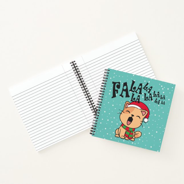 Fa La La Christmas Cat Singing Guestbook Notebook (Inside)