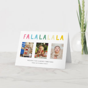 Fa La La Christmas Cute Pastel 3 Photo Collage Card