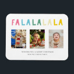 Fa La La Christmas Cute Pastel 3 Photo Collage Magnet<br><div class="desc">Cute Christmas magnetic flexible card with cute and colourful text that says "Fa la la la la". Features 3 photos. A Cute and sweet pastel colour Christmas greeting card.</div>