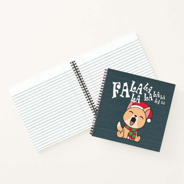 Fa La La Christmas Dog Singing Guestbook Notebook (Inside)