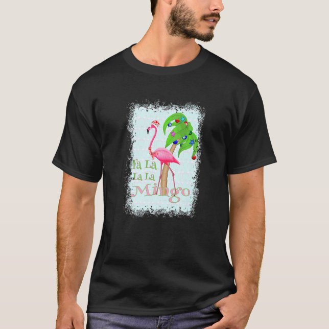 Fa La La Christmas Flamingo Beach Xmas   T-Shirt (Front)