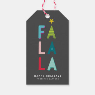 FA LA LA CHRISTMAS GIFT bold bright colourful gre Gift Tags