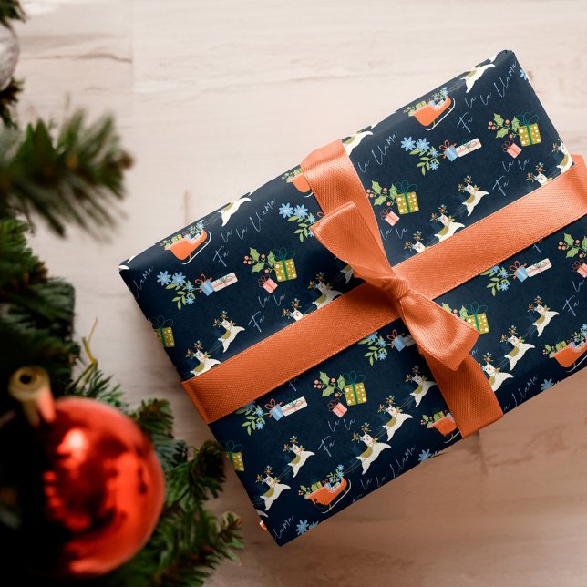 Fa La La Christmas Llama Reindeers Sleigh Pattern Wrapping Paper Sheet (Fa La La Christmas Llama Reindeers Sleigh Pattern Wrapping Paper Sheets)