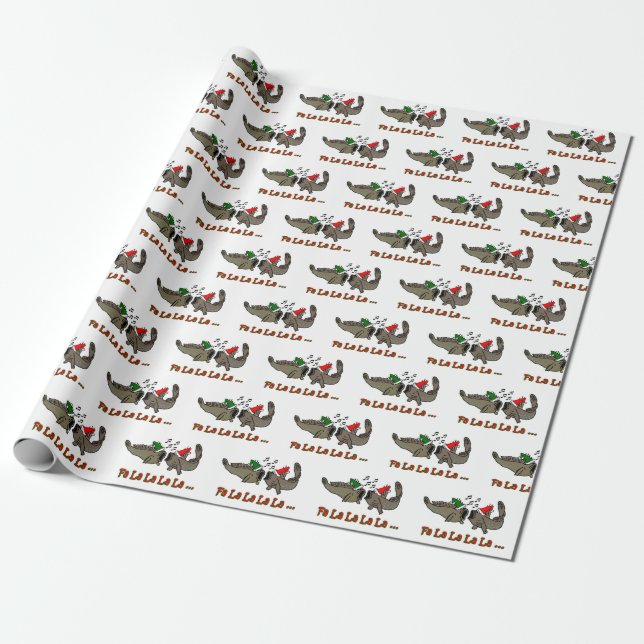Fa La La Christmas Mudskipper Wrapping Paper (Unrolled)
