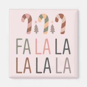 Fa La La Christmas Retro Boho Tree Candycane Magnet