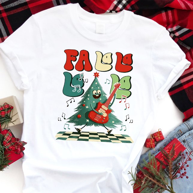Fa La La Christmas Tree Guitar Retro Tri-Blend Shirt (Creator Uploaded)