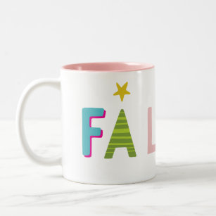 FA LA LA colourful type festive fun bold bright Two-Tone Coffee Mug