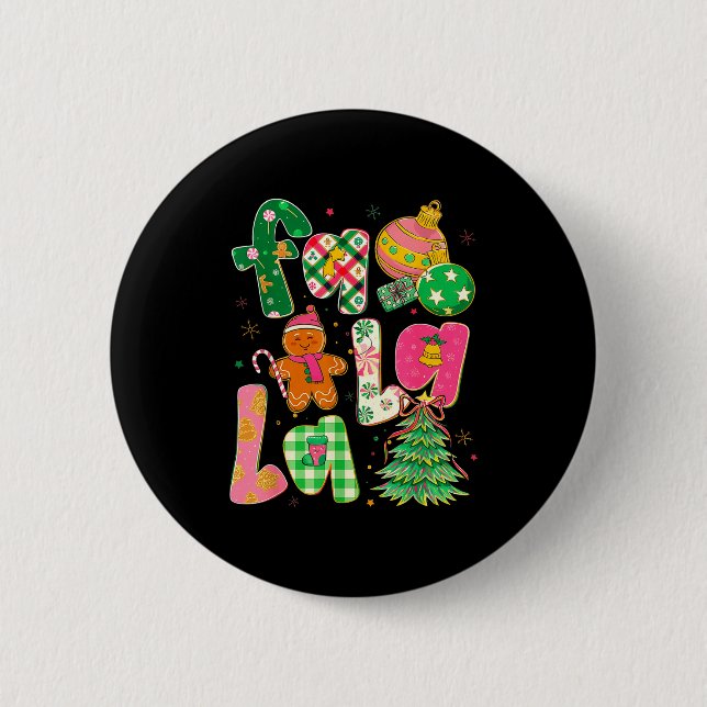 Fa La La Coquette Christmas Gingerbread Tree  6 Cm Round Badge (Front)