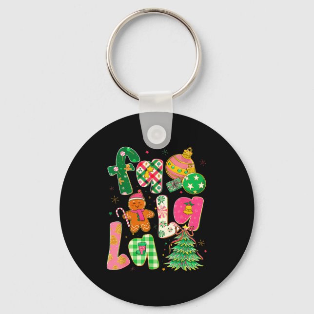 Fa La La Coquette Christmas Gingerbread Tree  Key Ring (Front)
