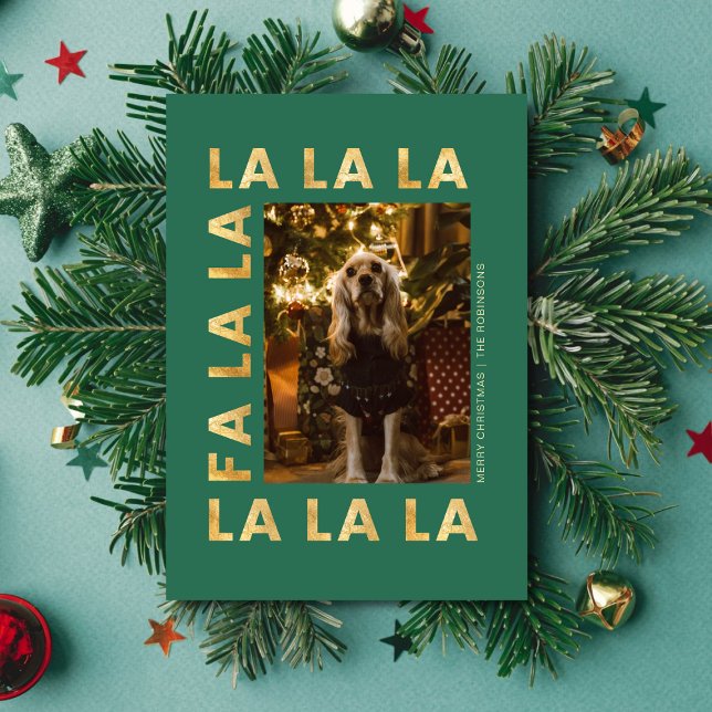Fa la la Cute Pet Dog Christmas Family Photo Holiday Card (Creator Uploaded)