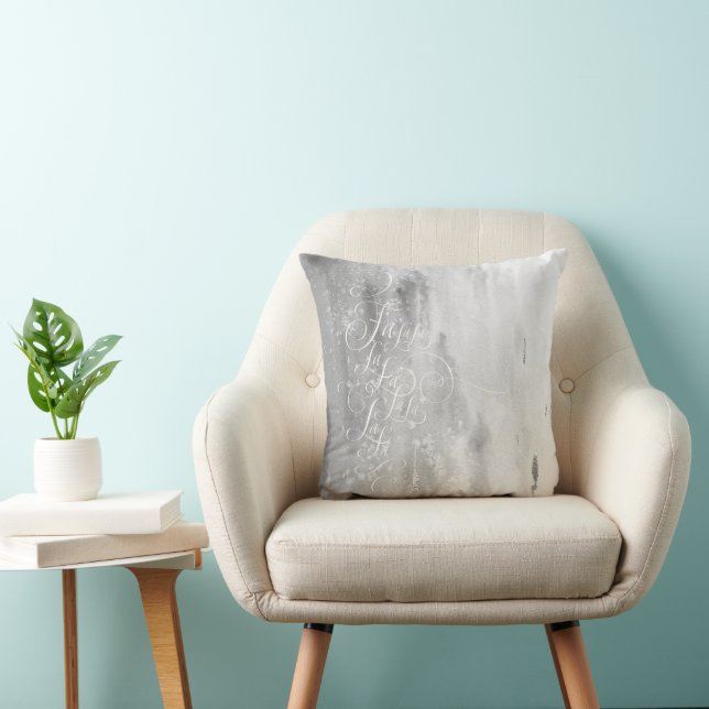 Fa la la - Elegant Frosty Grey Christmas Lettering Cushion (Chair)
