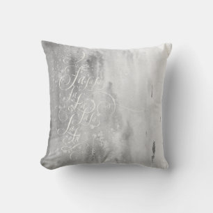 Fa la la - Elegant Frosty Grey Christmas Lettering Cushion