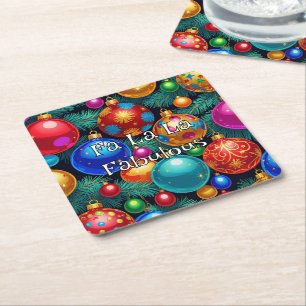 Fa La La Fabulous Maximalist Tacky-Chic Square Paper Coaster