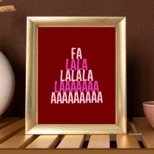Fa La La Festive Chant Geometric Pine Tree Typo Poster