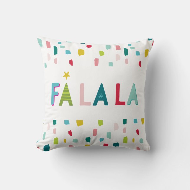 FA LA LA festive fun bold bright colourful dabs Cushion (Front)