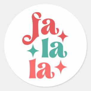 Fa La La - Festive Holiday Typography Design Classic Round Sticker