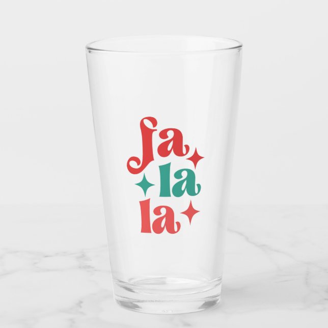 Fa La La - Festive Holiday Typography Design Glass (Front)